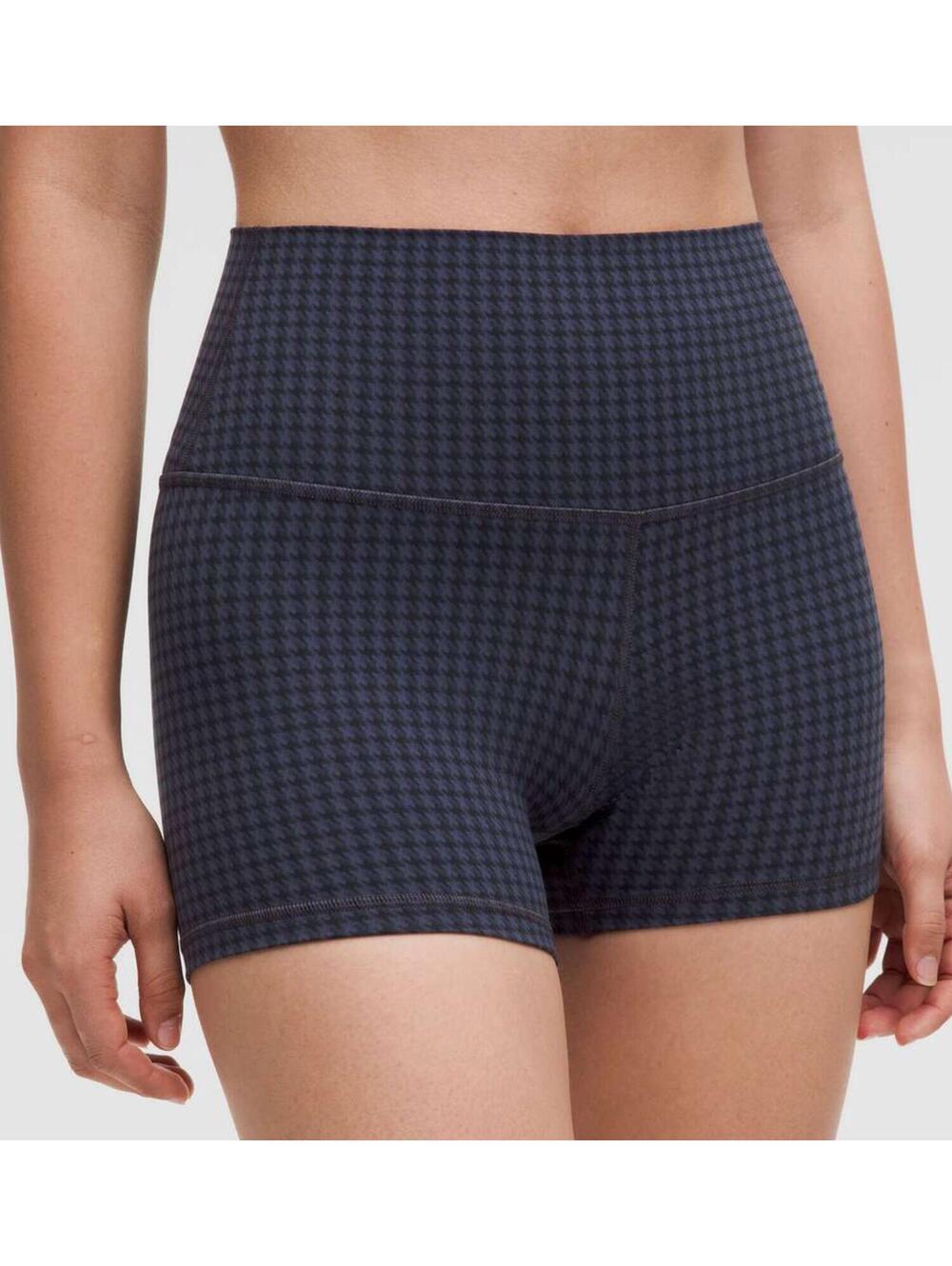 NWT Lululemon Align High-Rise Short 4" Micro Houndstooth Blue Multi Sz 10